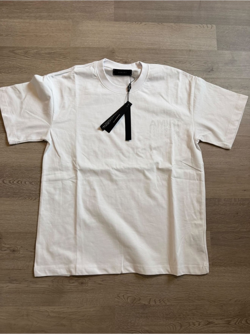 AMIRI White Short Sleeve Perforated Drip Logo Tee